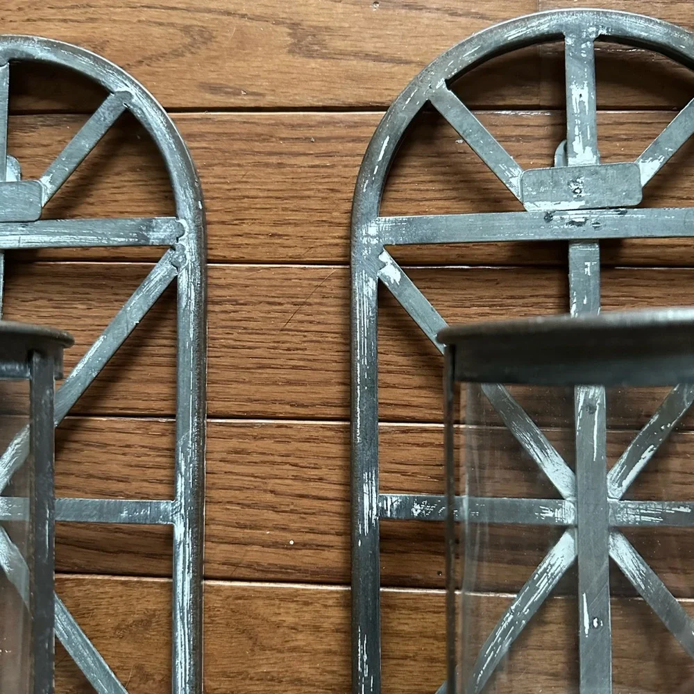 Rustic Gray Wall Sconce Set